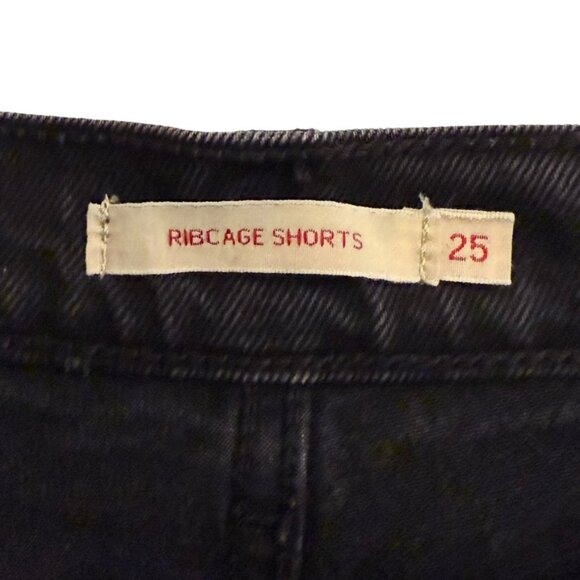 LEVI'S High Waisted "Ribcage" Denim Shorts, Black, Size 25 - Picture 6 of 9